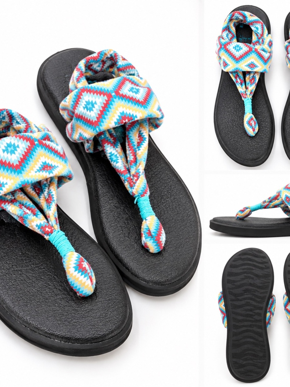 Sanuk Yoga Sling Sandals Women’s Size 8 Multicolor Geometric Boho Comfort